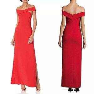 Elegant Off-Shoulder Red Evening Gown